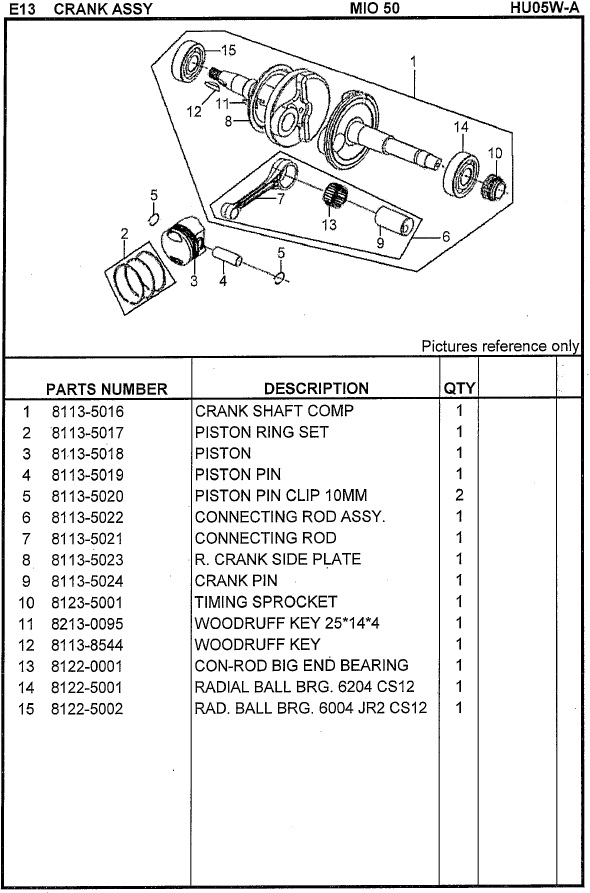 SYM Mio 50 Crank Assembly